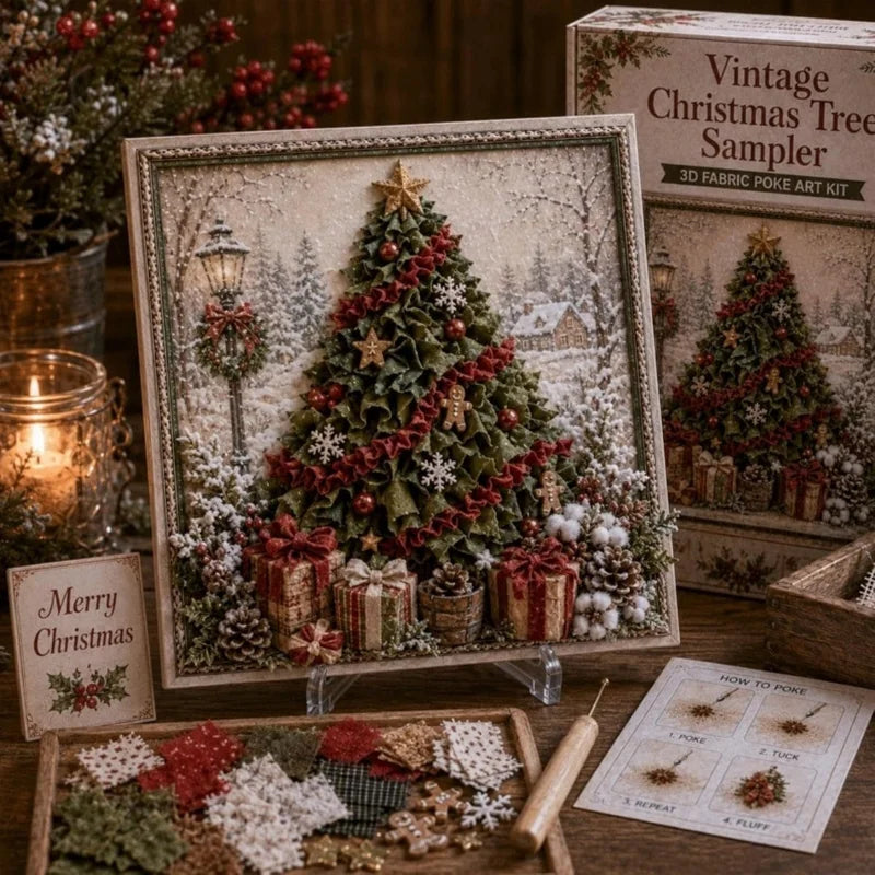 DIY Holiday Fabric Poke Craft Kit with Frame – Cozy Christmas Art
