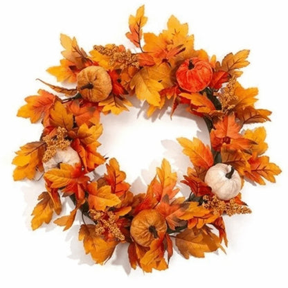 Rustic Fall Harvest Pumpkin & Maple Leaf Wreath