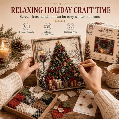 DIY Holiday Fabric Poke Craft Kit with Frame – Cozy Christmas Art