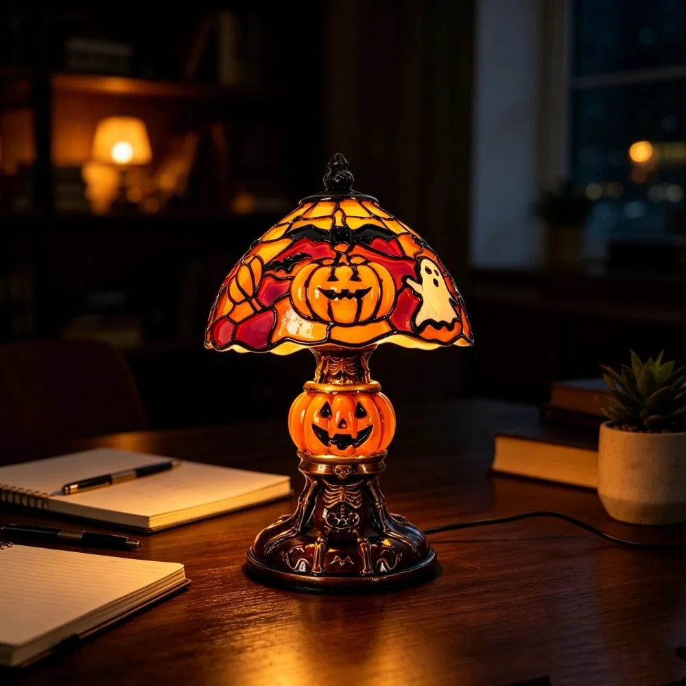 Vintage Gothic Halloween Pumpkin Lamp