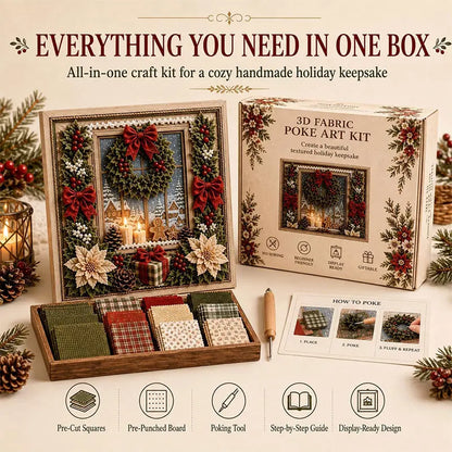 DIY Holiday Fabric Poke Craft Kit with Frame – Cozy Christmas Art