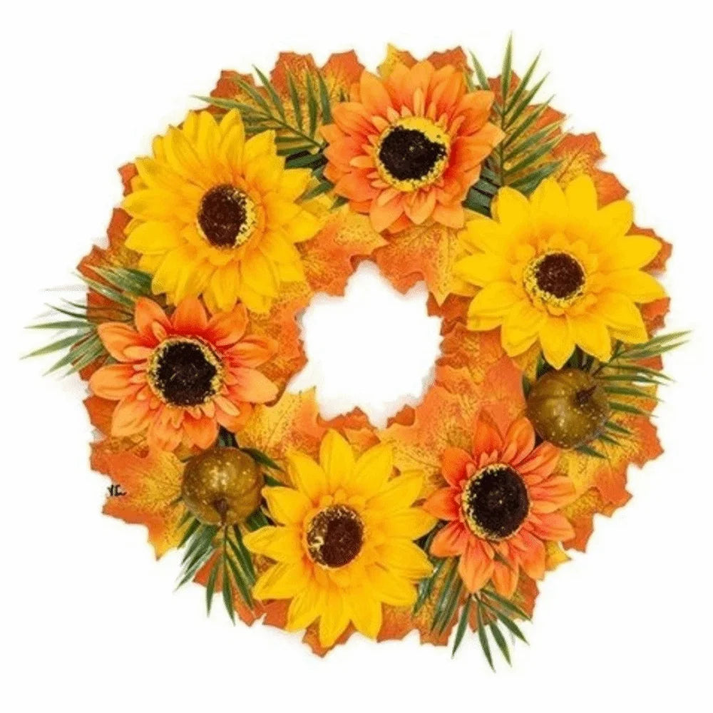 Rustic Fall Harvest Pumpkin & Maple Leaf Wreath
