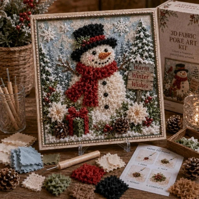 DIY Holiday Fabric Poke Craft Kit with Frame – Cozy Christmas Art