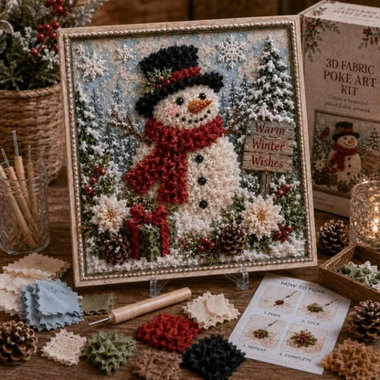 DIY Holiday Fabric Poke Craft Kit with Frame – Cozy Christmas Art