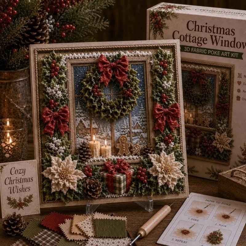 DIY Holiday Fabric Poke Craft Kit with Frame – Cozy Christmas Art