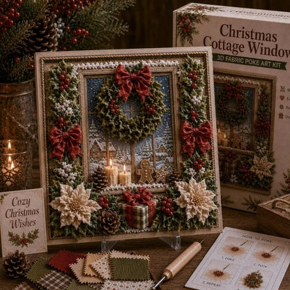 DIY Holiday Fabric Poke Craft Kit with Frame – Cozy Christmas Art