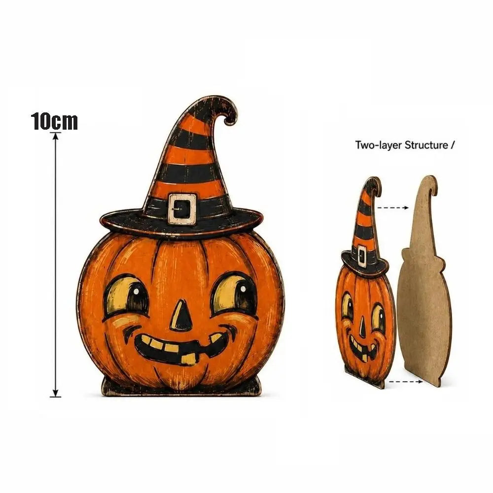 Vintage Wooden Halloween Decor Set of 6 (4" / 10cm)