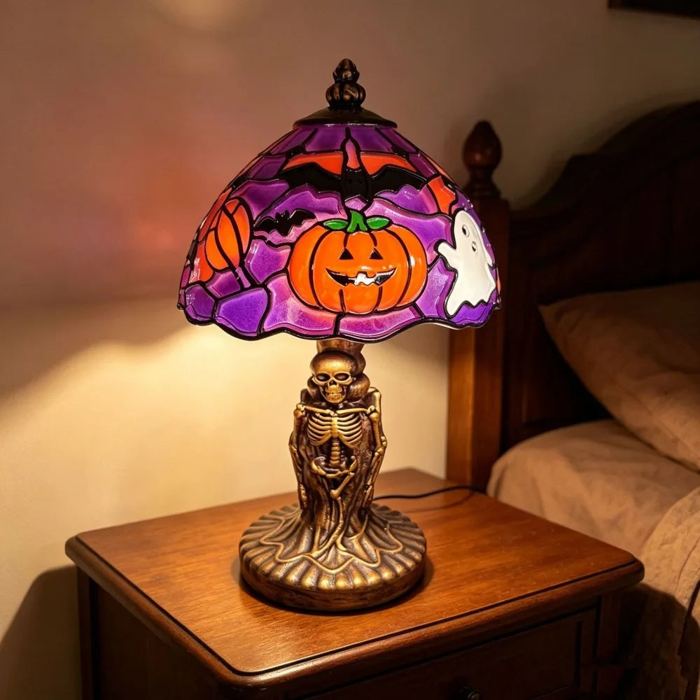 Vintage Gothic Halloween Pumpkin Lamp