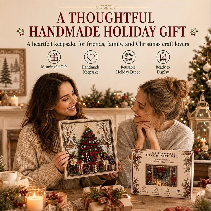 DIY Holiday Fabric Poke Craft Kit with Frame – Cozy Christmas Art