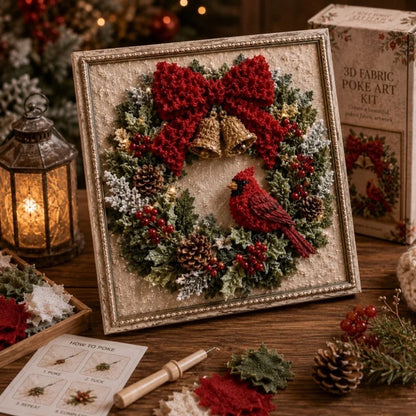 DIY Holiday Fabric Poke Craft Kit with Frame – Cozy Christmas Art