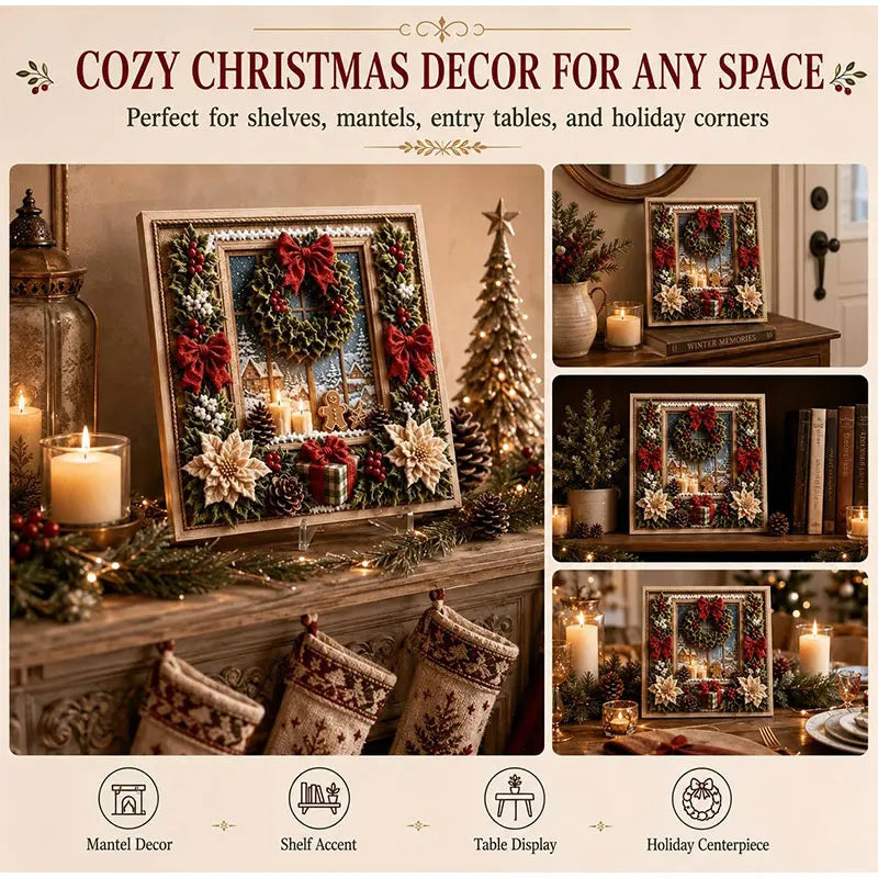 DIY Holiday Fabric Poke Craft Kit with Frame – Cozy Christmas Art