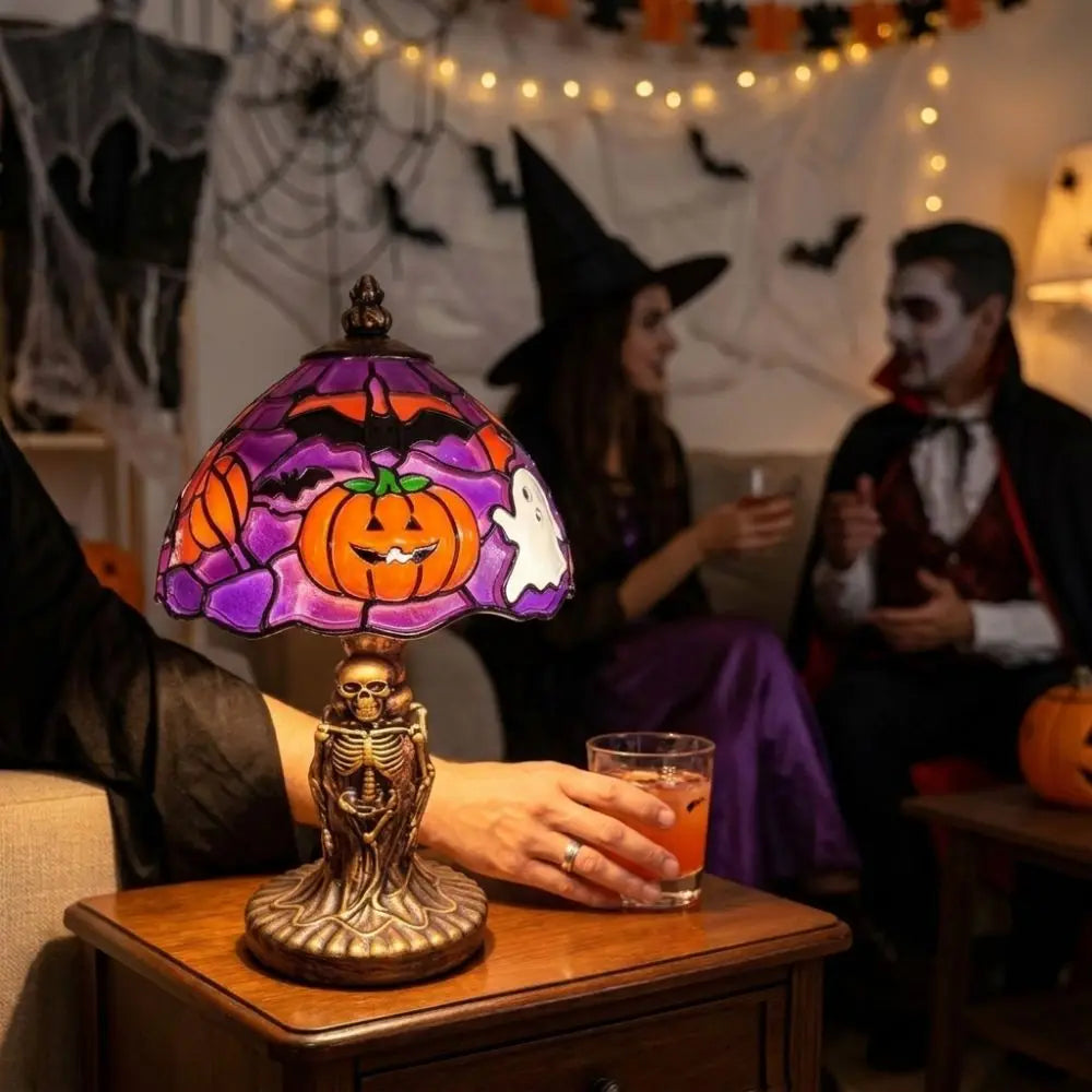 Vintage Gothic Halloween Pumpkin Lamp