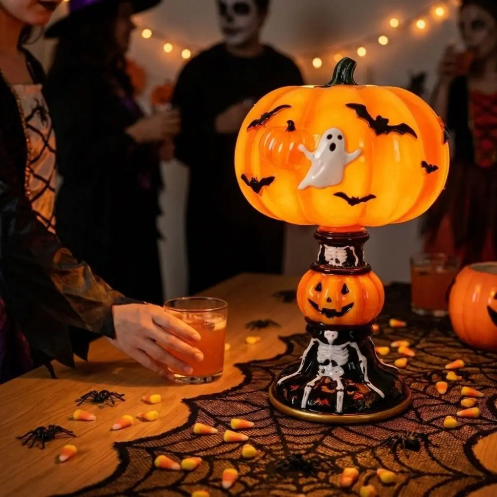 Vintage Gothic Halloween Pumpkin Lamp