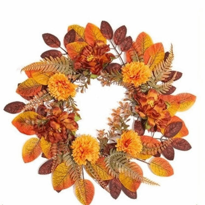 Rustic Fall Harvest Pumpkin & Maple Leaf Wreath
