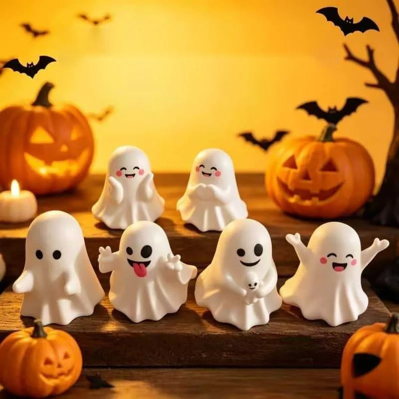 Vintage Wooden Halloween Decor Set of 6 (4" / 10cm)