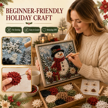 DIY Holiday Fabric Poke Craft Kit with Frame – Cozy Christmas Art
