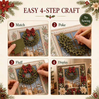 DIY Holiday Fabric Poke Craft Kit with Frame – Cozy Christmas Art