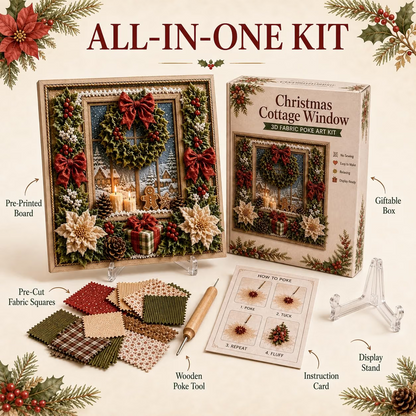 DIY Holiday Fabric Poke Craft Kit with Frame – Cozy Christmas Art